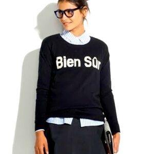 Madewell “Bien Sûr” Graphic Sweater — Black — Size Small